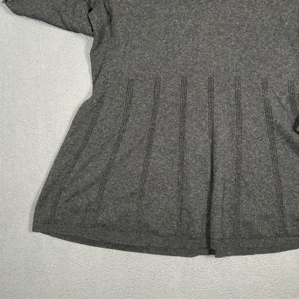 Style & Co Sweater Womens XL Grey V-Neck Peplum Ruffle Sleeve Cotton Blend - Picture 3 of 4